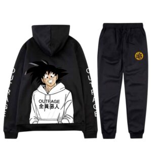 goku outrage streetwear black tracksuit set